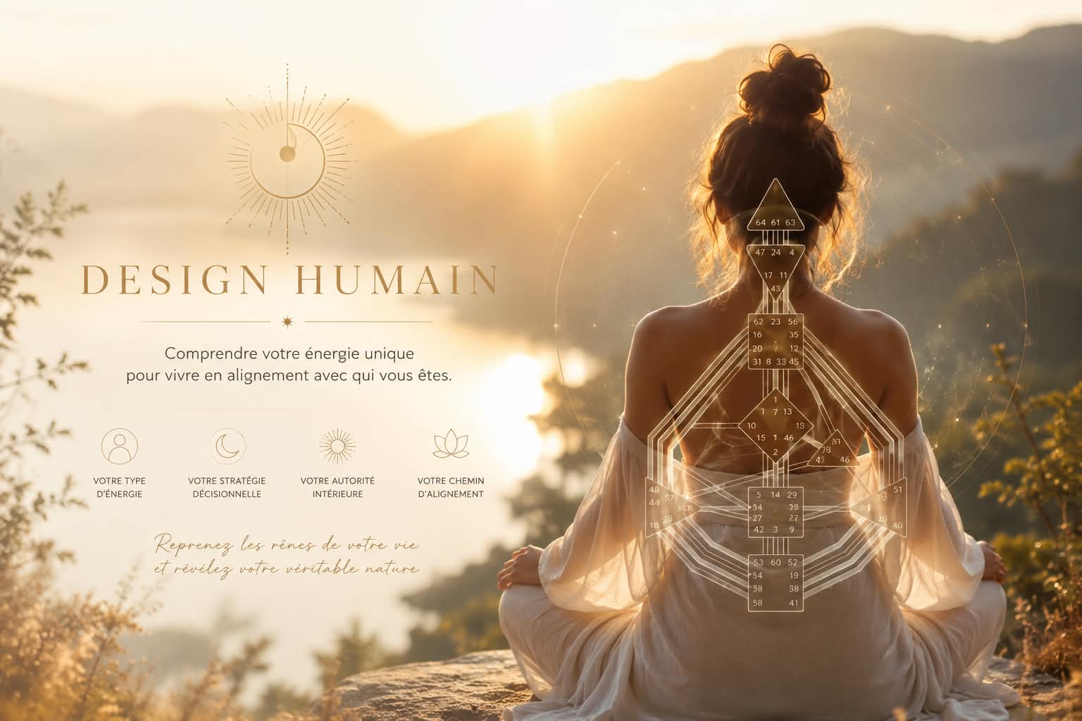 Illustration EMANA du Design Humain avec un bodygraph symbolique